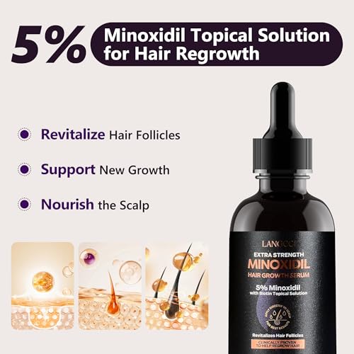5% Minoxidil Hair Growth Serum for Women: Extra Strength Hair Loss Treatment with Biotin for Thinning Hair - Regrowth Topical Solution 2 Count (Pack of 2)