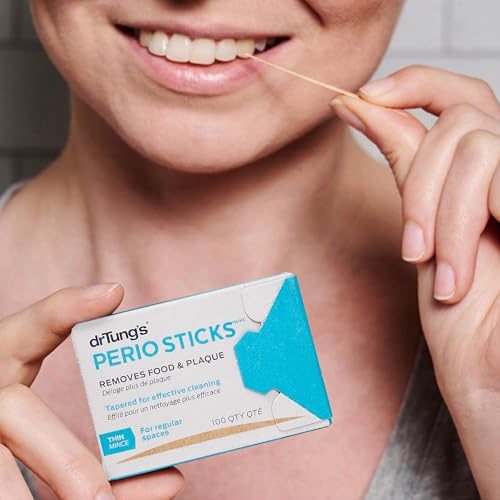 DrTung's Dental Sticks for Teeth & Gum Cleaning - Thin, 100 Count, 6 Pack 100 Count (Pack of 6)