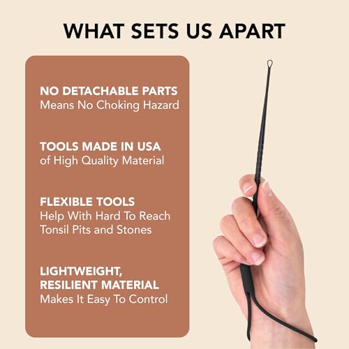 Tonsil Tech Tonsil Stone Remover Tool - Tonsil Stones Removal Kit - Made in USA Small, Medium, & Large Black