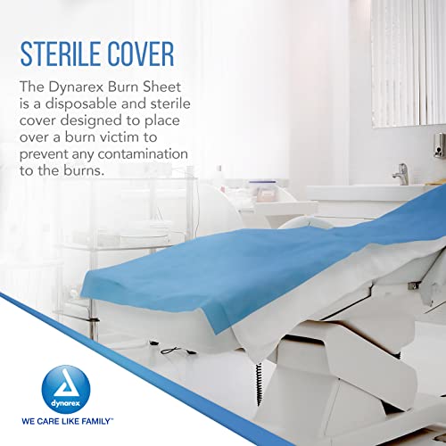 Dynarex Burn Sheet - Sterile, Safely Cover Burn Victims to Prevent Further Injury Until Treated by Medical Professionals, Blue, 60” x 90”- 1 Case of 12 Burn Sheets
