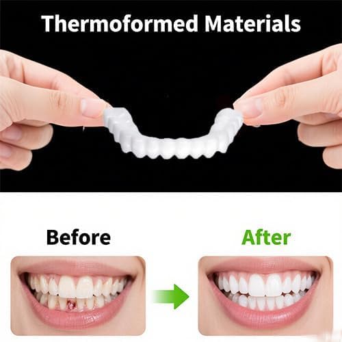 2 Pairs,Temporary Adjustable Smile Support, Comfortable & Secure, Top & Bottom Included.(White) (7)