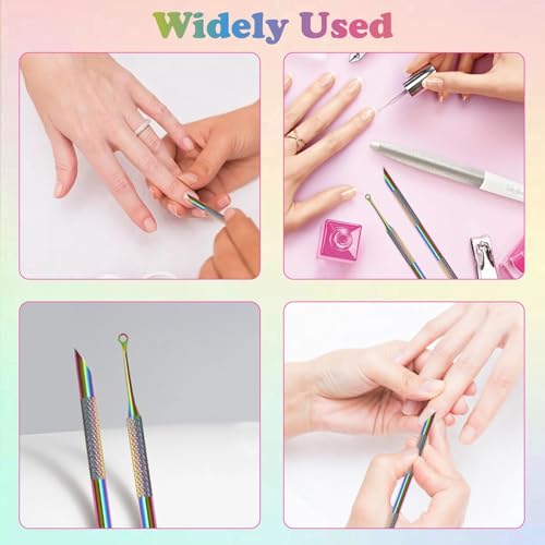 Color Titanium-Circle Bevel Shovel Double Head Cuticle Remover Pusher, Double head design Cuticle Pusher Tool, Nail Cuticle Remover, Cuticle Tools Suitable for professional manicurists and home use