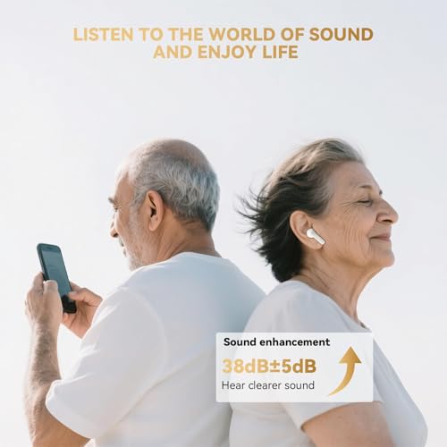 Rechargeable Bluetooth Hearing Aids for Seniors with APP Control White