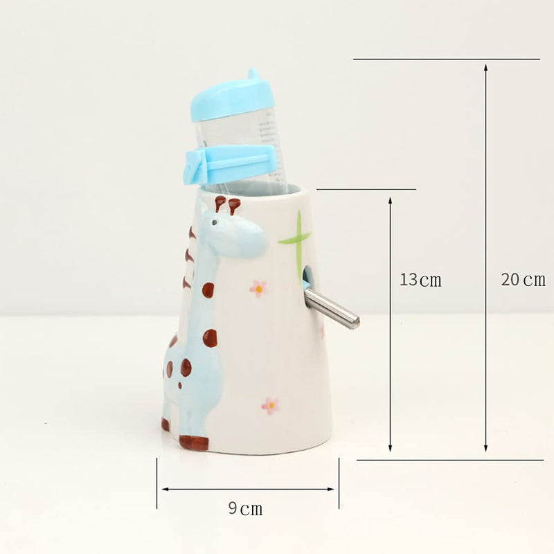 Hamster Water Bottle Small Animal Standing Water Dispenser Ceramic Base Cage Hanging Water Feeding Bottles Auto Dispenser for Hamster Guinea Pig Squirrel Rabbit Hedgehog (Blue) Blue - BeesActive Australia