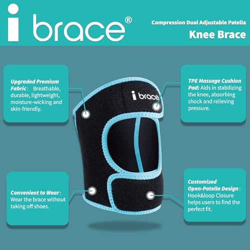 Compression Adjustable Knee Brace, Dual Patella Tendon Support Strap for Pain Relief, Arthritis, Tendonitis, ACL, Non-Slip Knee Suppport for Running, Cycling, Hiking, Soccer, Basketball, Medium