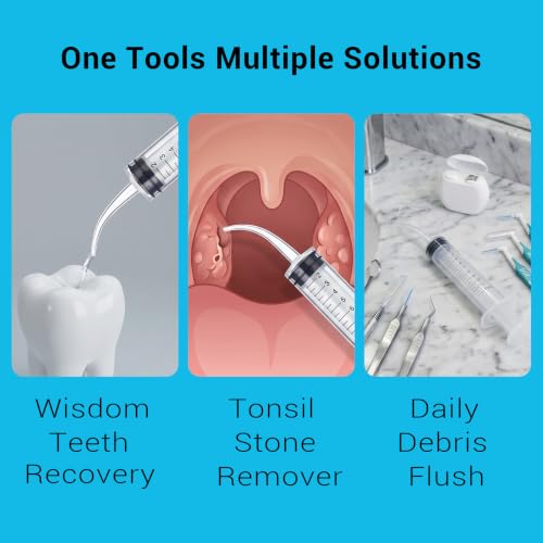 Wisdom Teeth Syringe, 5 Pack Irrigation Dental Syringes with Measure Scale & Curved Tip for Dental Care Liquid Oral Tonsil Stone Curved-with Measurement