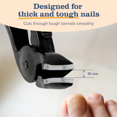 EZPIK Thick Toe Nail Clippers for Seniors with Nail File Set, Ergonomic Nail Cutter with 4.8” Long Handle, Angled Head & Stainless Steel Blades, Comfortable Toenail Clippers for Weak & Arthritic Hands