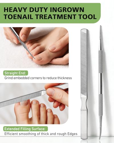 BALUCA 7-Piece Ingrown Toenail Removal Kit – Professional Stainless Steel Toenail Cleaner Tool & Ingrown Toenail File for Pain-Free at-Home Pedicure & Nail Correction