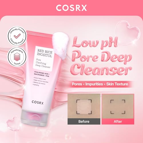 COSRX Low pH Pore Deep Cleanser, Gentle Blackheads Remover, 5.07 fl.oz 5.07 Fl Oz (Pack of 1)