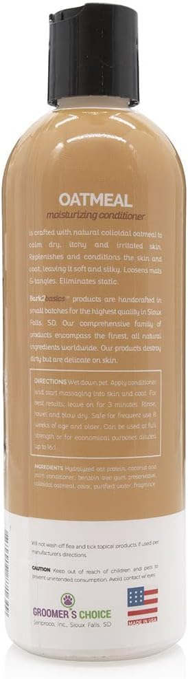 Bark2Basics Oatmeal Dog Conditioner, 16 oz - Natural Colloidal Oatmeal, Moisturizing, Relieves Dry Itchy Skin, Eliminates Static, Coconut Fragrance - BeesActive Australia