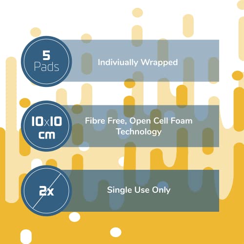 Swift-Prep Wound Debridement Pad - 10cm x 10cm - Pack of 5 - Super Soft - Fibre Free - Highly Absorbent - Non-Adhesive - Foam Dressing
