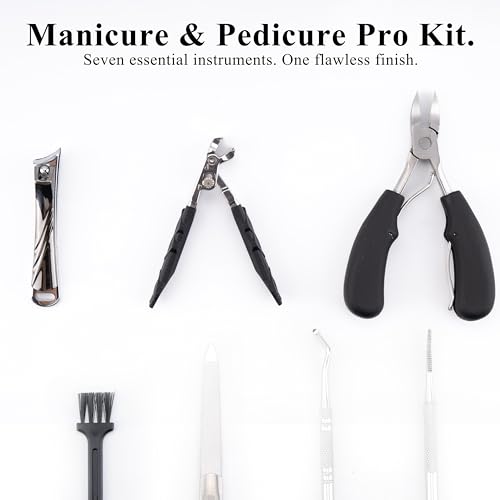 Xixter 7-Piece Heavy Duty Toenail Clippers for Thick Nails & Seniors, Professional Ingrown Toenail Removal Kit with Long Handle Nipper, Precision Toe Nail Clipper Set for Men & Podiatry Tools
