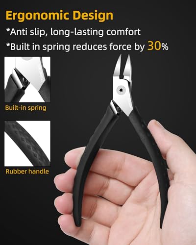 EBEWANLI Nail Nippers, Toenail Clippers for Thick Toenails & Hangnail 1pc-black