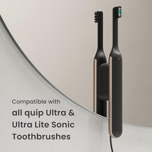 quip Ultra and Ultra Lite EasyClick Brush Pod Refill Heads - 4 Pack - Verified quip Brush Head Refills for Sonic Electric Toothbrushes - Soft Bristles, Compact - Last 3 Months Each - Black