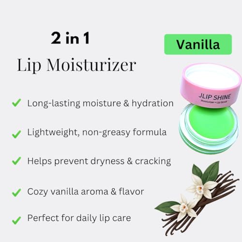 JLipShine 2 in 1 Lip Moisturizer and Lip Scrub, Exfoliating and Hydrating Formula,Smooth. Nourish. Shine. 5g x 2, 0.176 oz (Vanilla,flavor) Vanilla