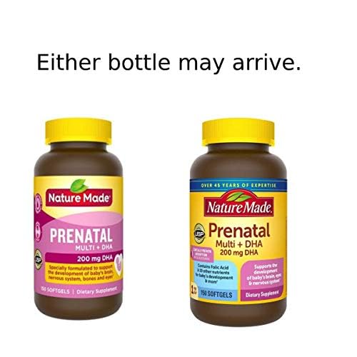 Nature Made Prenatal + Dha 200 mg Dietary Supplement (Netcount 150 Soft Gels), 150Count () Unflavored 150 Count (Pack of 1)
