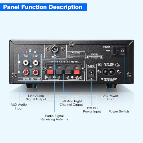 Facmogu AK-50 Bluetooth Stereo Audio Amplifier, RMS 50Wx2 Stereo Receiver