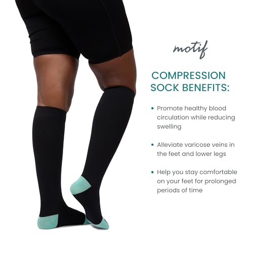 Motif Medical Maternity Compression Socks Medium-Large Black/Green