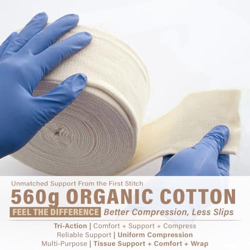 EVERLIT 560D Cotton Blend Elasticated Tubular Support Bandage | Latex-Free, Extra-Thick Breathable Stockinette for Arm, Knees, Legs | Moderate to High Compression for Sensitive Skin (D | 3" x 11 yd) Size D | 3" x 11 yd
