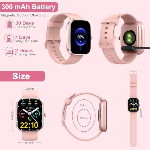 Fempoin Smart Watch, 1.96" HD SmartWatch, Touch Screen Answer/Make Call, IP68 Waterproof 100+ Sport Fitness Tracker, Activity Tracker with Sleep Monitor/SpO2/Heart Rate/Pedometer for Android iOS Gold Pink