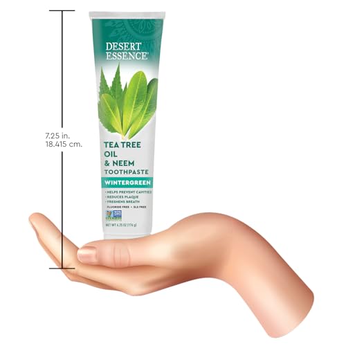 Desert Essence Tea Tree Oil and Neem Toothpaste, Wintergreen, 3 Pack 6.25 Ounce (Pack of 3)