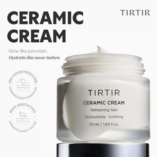 TIRTIR Natural Ceramide Cream | Deep moisturizer for Glass Skin, Polyglutamic acid, Centella Asiatica Extract, Skin barrier, Lightweight, Mild, Nature derived ingredients, Dry skin, Korean skincare Original 1.69 Fl Oz (Pack of 1)