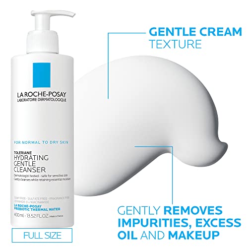 La Roche-Posay Toleriane Hydrating Gentle Facial Cleanser, with Niacinamide 7.44 Fl Oz (Pack of 2) Bottle + Moisturizer