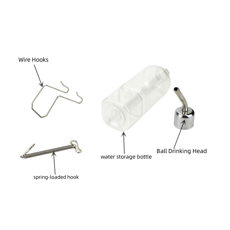 2 Pcs Pet Cage Water Bottle No Drip Small Animal Water Bottle, Hanging Waterer for Rabbit, Guinea Pig, Hedgehog, Squirrel, Rat, Chinchilla, Hamster Dispenser Bottle - BeesActive Australia