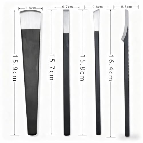 4PCS Pedicure Knife Set, Steel Ingrown Toenail Removal Kit, Pedicure Callus Shaver Tools, Professional Foot Scraper, Foot Remover, Foot File Rasp for Foot Care Dead Skin Corn 6.3" - Black