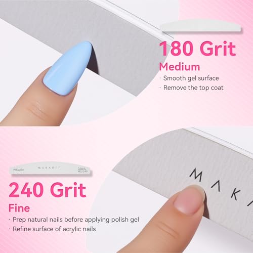 Makartt 180/240 Grit Nail Files, 2PCS Zebra Emery Boards for Natural Nails 2pcs-Nail File 180/240 Grit