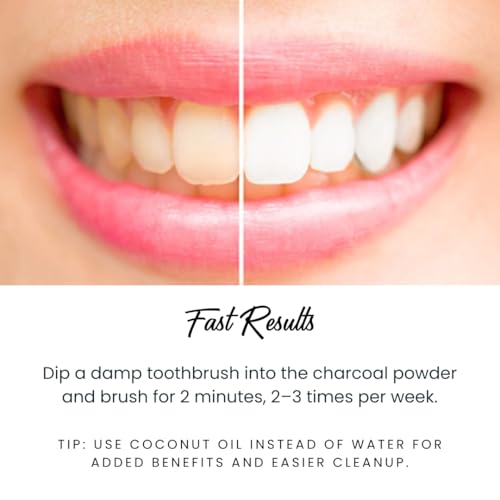 Glow Natural Teeth Whitening Kit – Activated Charcoal Tooth Powder + Bamboo Toothbrush + Copper Tongue Cleaner | Fluoride Free, Non-Peroxide Oral Care