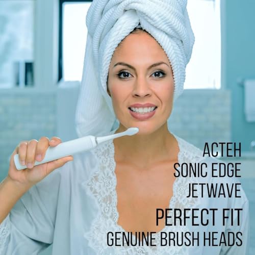 ACTEH Genuine JetWave & Sonic Edge Toothbrush Replacement Heads | Premium Original | Fits Acteh Sonic Edge & JetWave Toothbrushes White (Blue, Green, Purple, Yellow)