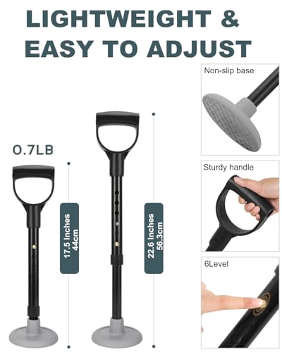 Mobility Aids Tool, Standing Aids Supports, 6 Size Adjustable Device to Help Get Up from Floor, Lift Assist for Elderly 600Lbs Weight Capacity Black Stand Aid