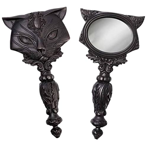 Black Sacred Cat Handheld Small Vanity Make-up Mirror