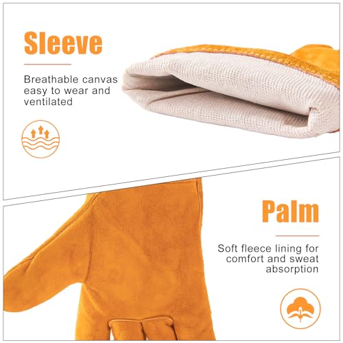 14IN Welding Gloves 932℉ Fire & Heat Resistant - Premium Leather Forge Gloves for Welder, Blacksmith, Fireplace, Wood Stove, Fire Pit, Grilling, Furnace 14IN Brone
