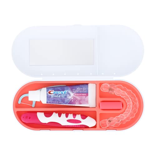 SmileKontainer Slimline Retainer Case: Compact Dental Travel Case for Aligners, Toothbrush and Accessories - Built-in Mirror for Easy Insertion Anywhere - Compatible with All Clear Aligners Living Coral