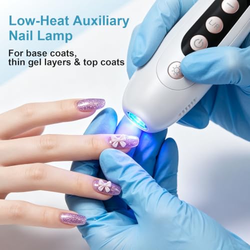 Electric Nail File, Cordless Toe Nail Grinder for Thick Toenails & Callus, Rechargeable Nail Drill for Manicure and Pedicure with LCD & Lamp, Gifts for Women Men Seniors White