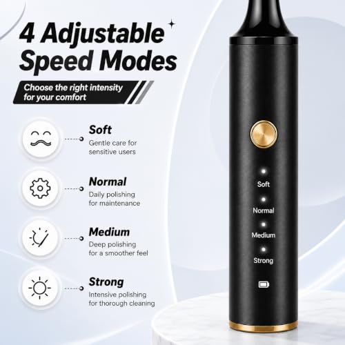 Tooth Polisher, Tooth Whitening Kit for Teeth Cleaning and Whitening, Rechargeable Teeth Polisher for People/Pets,Teeth Cleaning Kit with 5 Brush Heads (Black, Large, Style-A) Black 1 Count (Pack of 1)