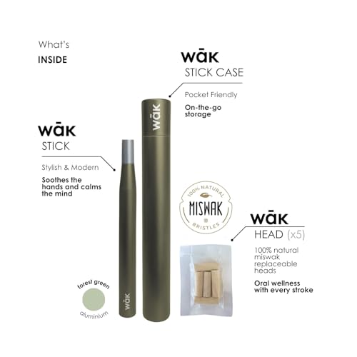 Stick, Natural Oral Wellness, Pure Miswak, Freshens Breath, Whitens Teeth, Enhances Focus, Promotes Good Habits, Brings Calm, Eco-Friendly, Stylish, Portable (Forest Green, Regular)