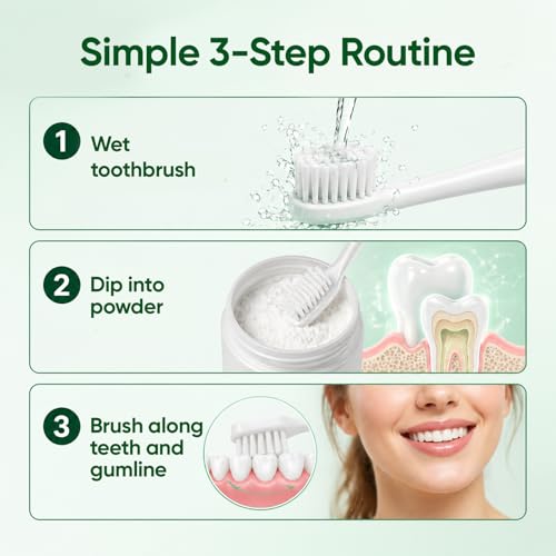Collagen Tooth Powder, Collagen Gum Powder with Hydroxyapatite & Natural Vitamins for Daily Gumline Care, Peppermint Oral Care Powder for Brushing Routine, 1.76oz