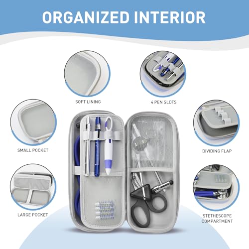 Scian 13 Pcs Stethoscope Case Kits, Supplies Inclued, Perfect Nurse Gift Stethoscope Holder for Nurse Medical Student, Blue Portable First Aid Kit Bag with Medical Scissor, Nurse Accessories for Work