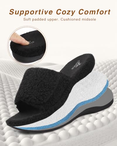 Orthopedic Slippers for Women Adjustable Arch Support House Slippers 8 Black