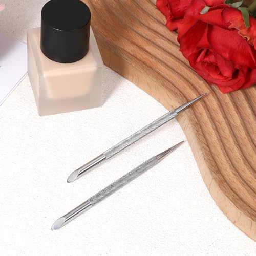 2 PCS Nail Cuticle Pusher Pen, Metal Double Ended Tools for Nails, Stainless Steel Cuticle Pusher Nail Dotting Pen, Professional Cuticles Remover Tool for Manicure Pedicure Nails Art Care Tools