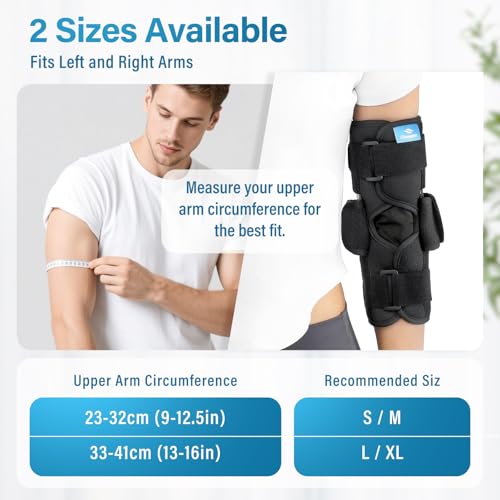 Cubital Tunnel Elbow Brace Elbow Brace Ulnar Nerve Entrapment Brace - Adjustable Elbow Immobilizer Elbow Splint for Left & Right Arms, fits Sleeping & Day Use (S) S