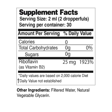 Life Solutions Liquid Vitamin B2 Riboflavin 25mg - 2 fl oz | 50mg Liquid Vitamin B2 (Riboflavin) with Rapid-Sorb technology for superior absorption & energy support.