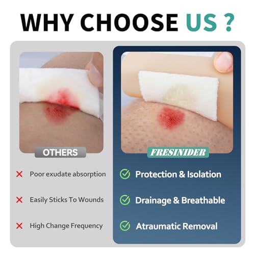 FRESINIDER Silicone Wound Contact Layer 4” x 3”, 10 Pack Non-Adherent Silicone Dressing for Gentle Removal, Protects Fragile & Sensitive Skin, Ideal for Surgical Wounds, Burns, Ulcers, Skin Tears
