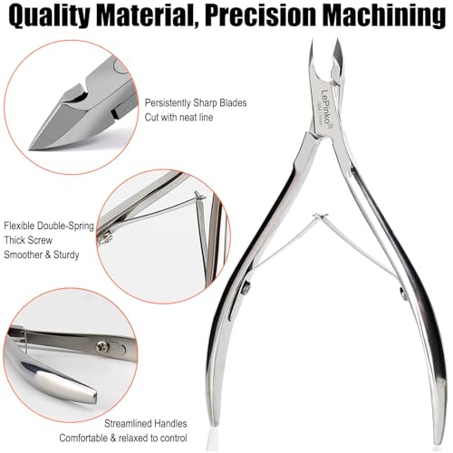 LePinko Professional Cuticle Trimmer Kit, 7mm Jaw 7mm Jaw - Silver