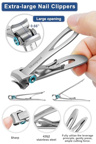 Nail Clippers Toenail Clippers for Seniors Thick Toenails, Heavy-Duty Toenail Clippers, Adult Thick Toenail Long Handle,Aluminum Storage Box (Blue)