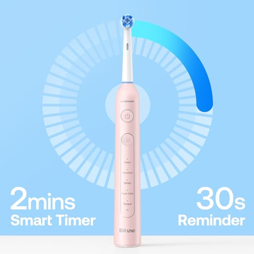 Bitvae R2 Rotating Electric Toothbrush for Adults with Pressure Sensor Pink ROTARY R2