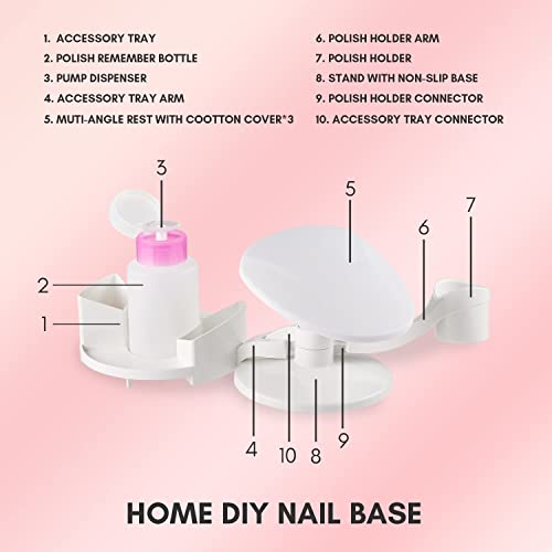 Makartt Nail Stand Hand Rest with Polish Trays, Multi-Angle